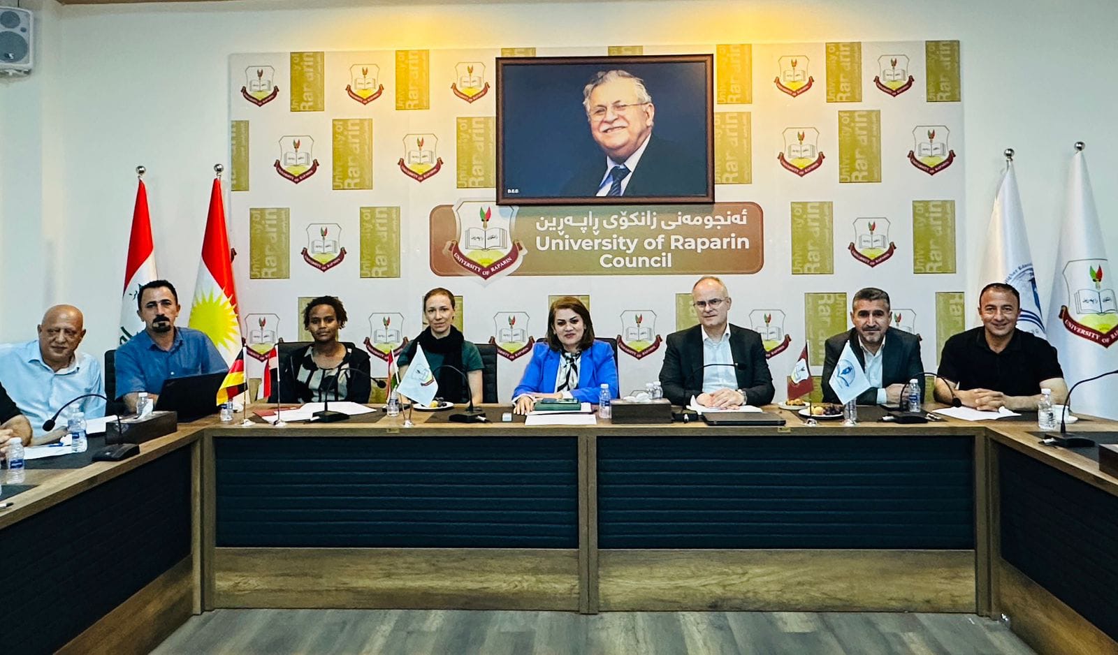 Working session at the University of Raparin Council bringing together Association leadership, academic partners, and international delegates.